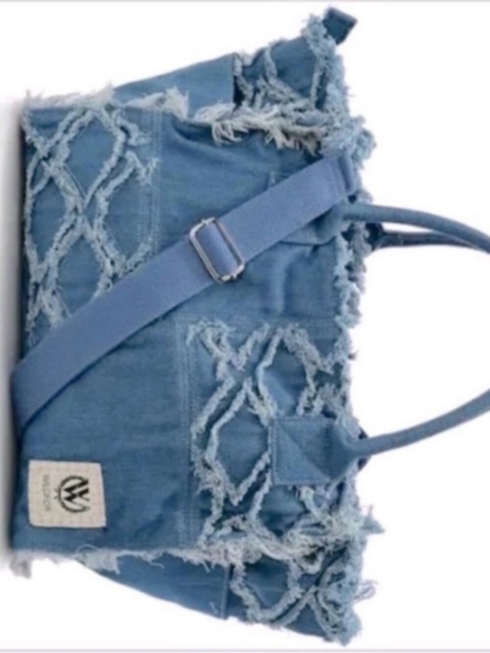 WILDFOX Frayed Denim Bag NWT - Picture 2 of 4